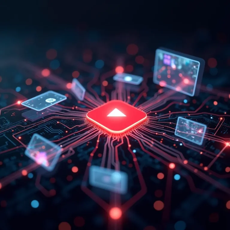 Cómo Usar la Inteligencia Artificial para Mejorar tu Canal de YouTube con IA 2 "Representación digital de la integración entre YouTube con IA y tecnologías avanzadas de inteligencia artificial."